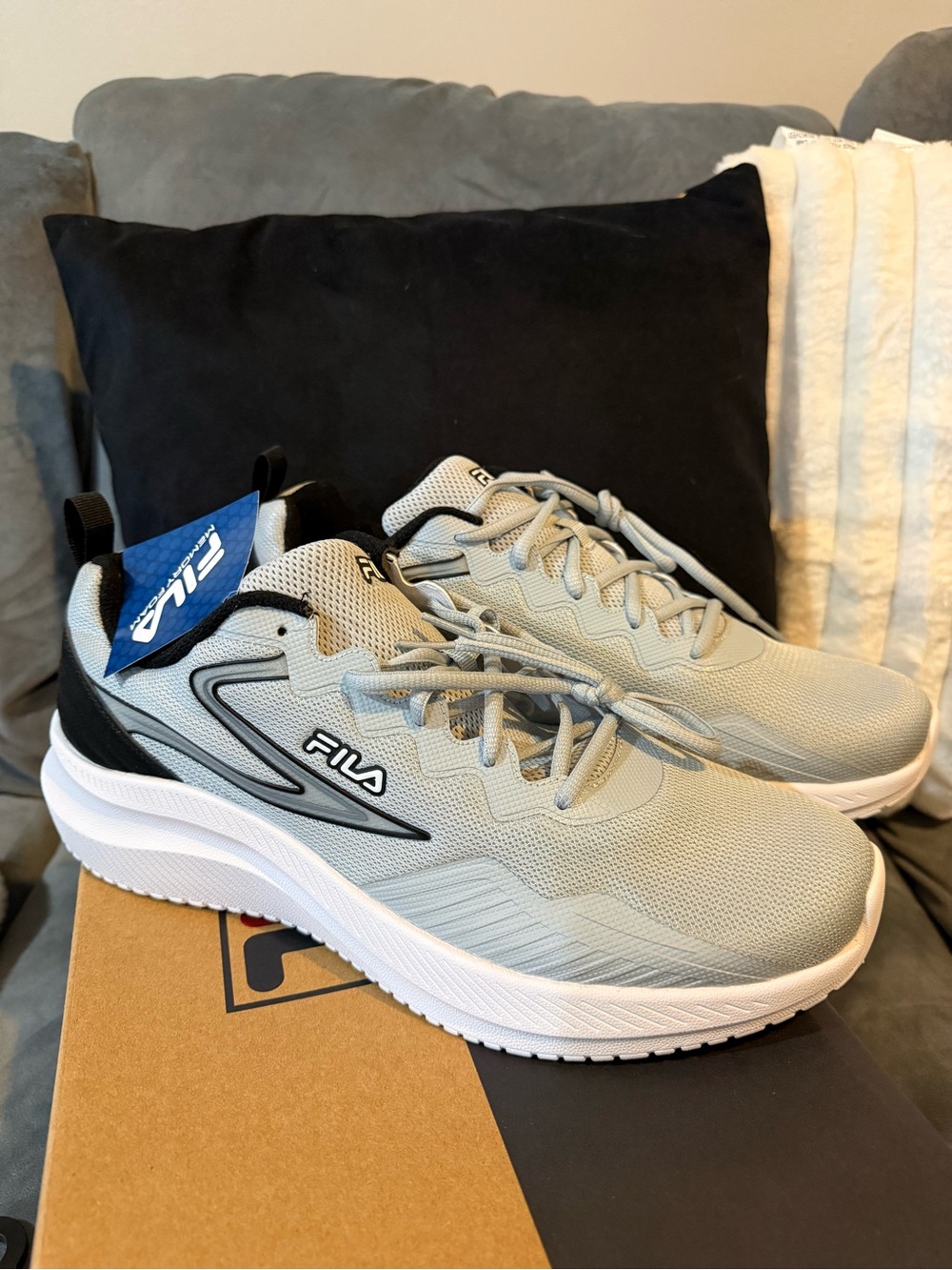 Fila Light Gray and Black Men's Athletic Sneakers Size 13